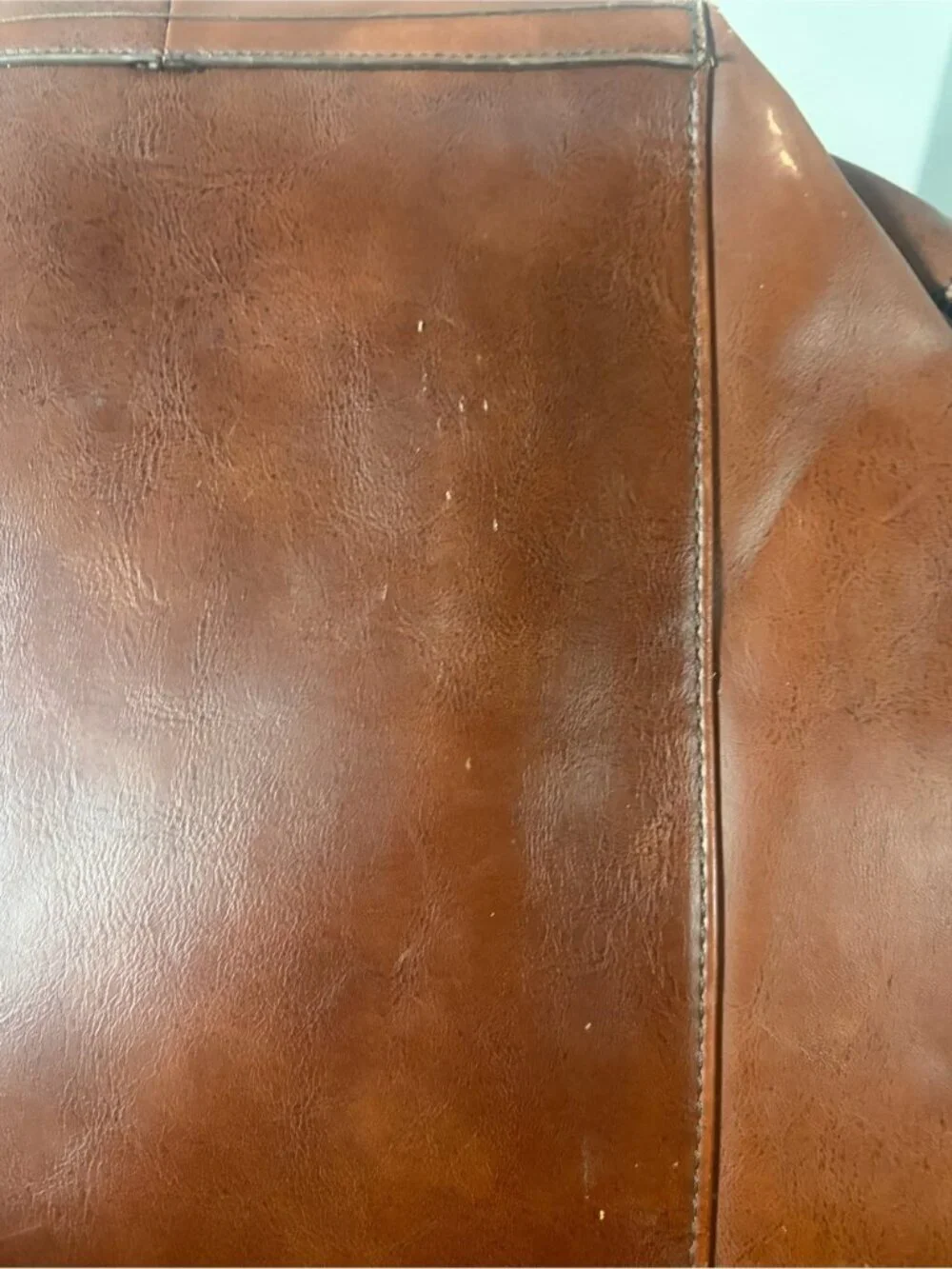 Zara Man Brown Faux Leather Weekender Duffel Bag Travel Overnight Carry-On